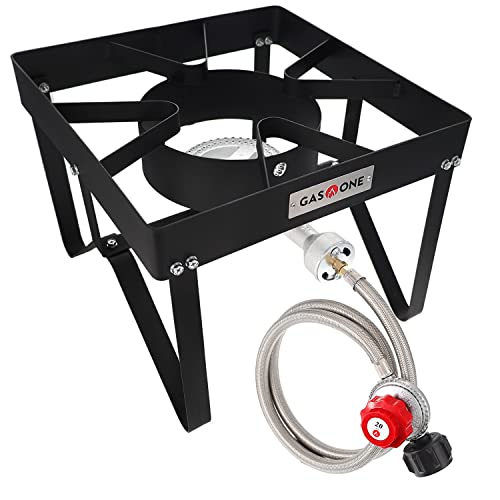 Propane Burner Heavy-Duty Outdoor Stove with Adjustable Regulator and Steel Hose M671577