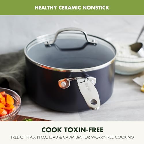 Hard Anodized Ceramic Nonstick Saucepan Pot Set with Lids, 2QT and 3QT G67748