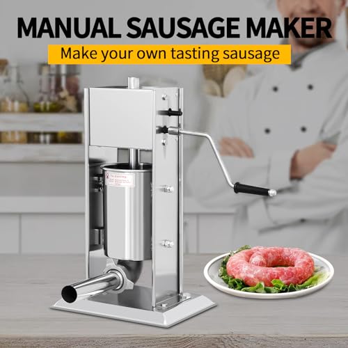 Vertical Sausage Stuffer 7L, Stainless Steel Meat Filling Machine with 5 Tubes N7201