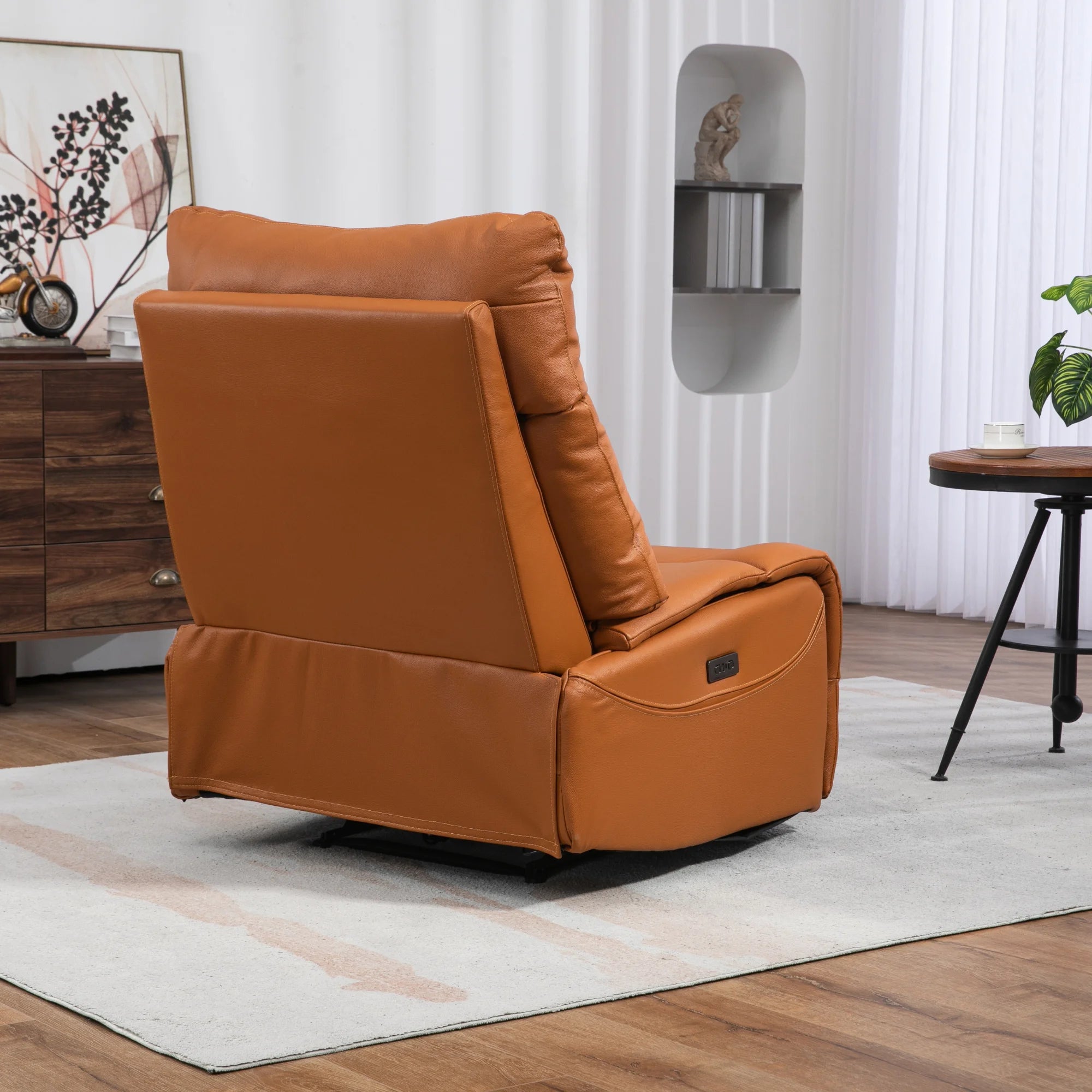 Genuine Leather Power Recliner Extra Wide No Armrests 350 lbs T829544