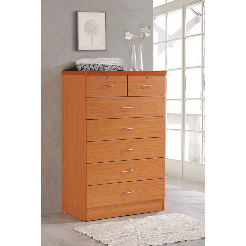 7 Drawer Wooden Dresser Chest with 2 Top Locks F569225
