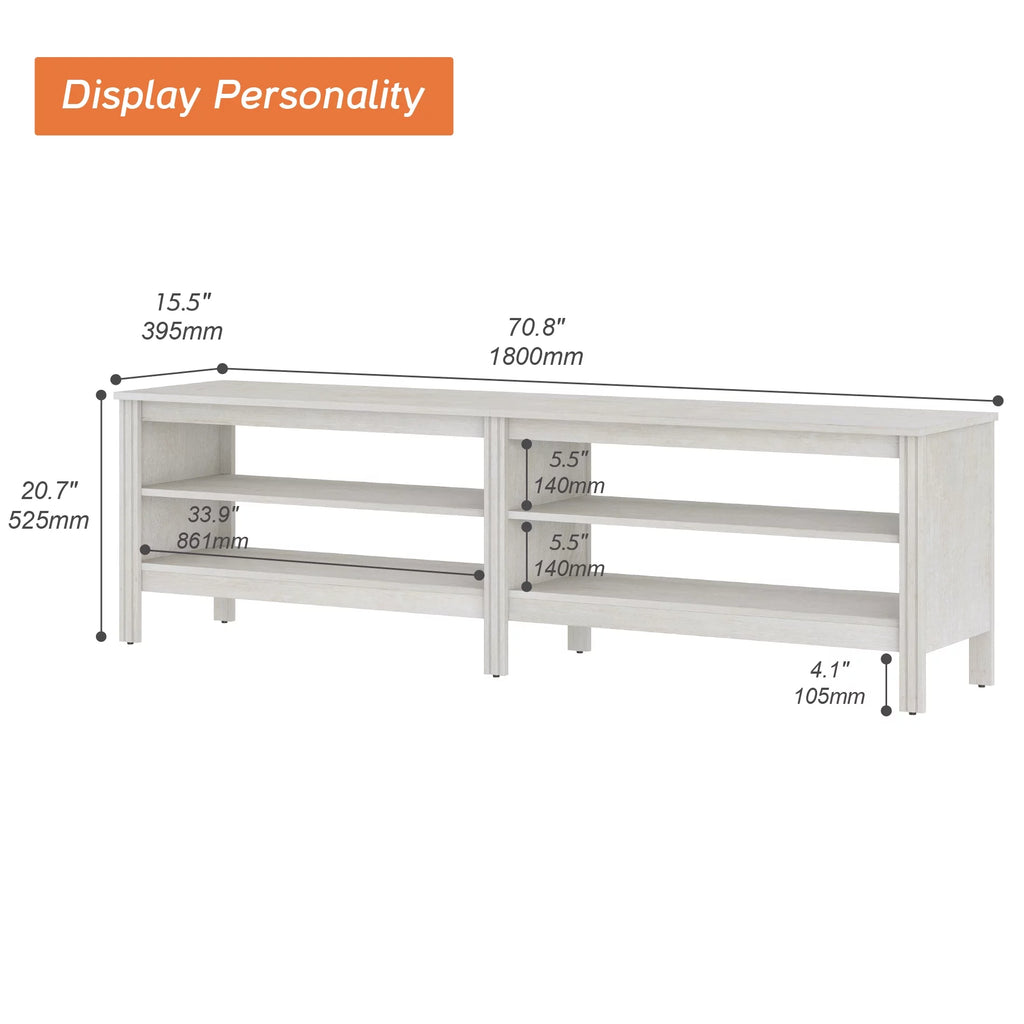 Farmhouse Wood TV Stand for 75 Inch TV with 4 Cubby U886
