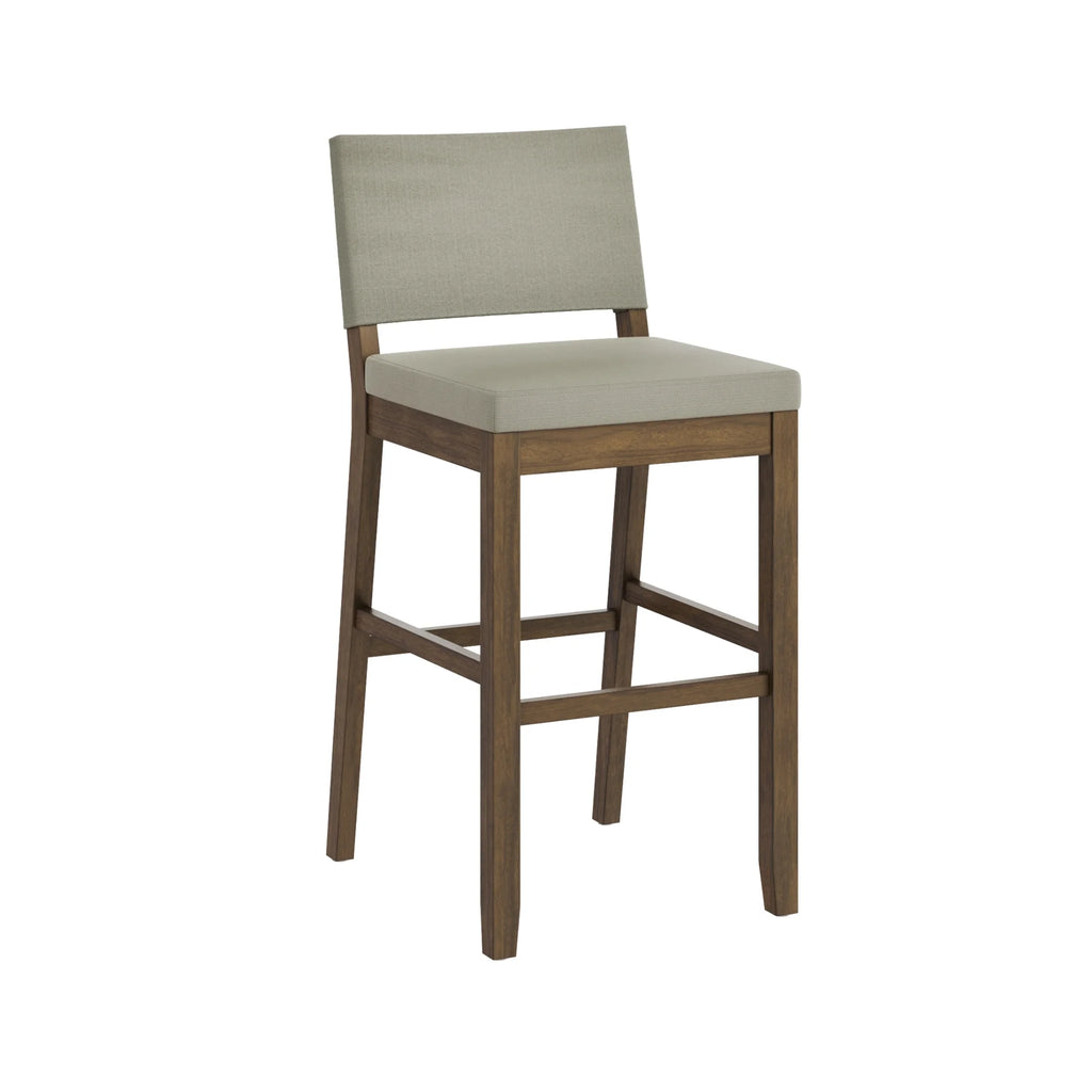 Modern Upholstered Bar Stool with Back and Solid Wood Legs Q706695