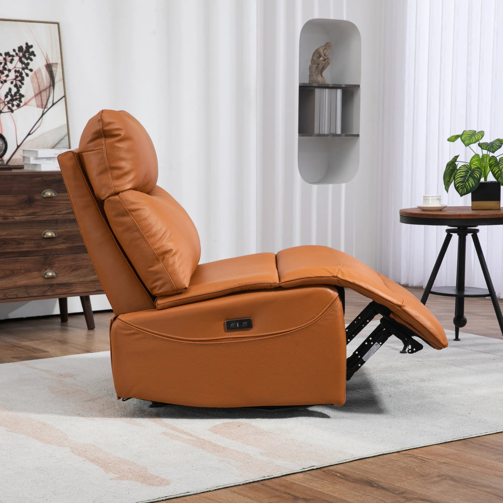 Genuine Leather Power Recliner Extra Wide No Armrests 350 lbs T829544