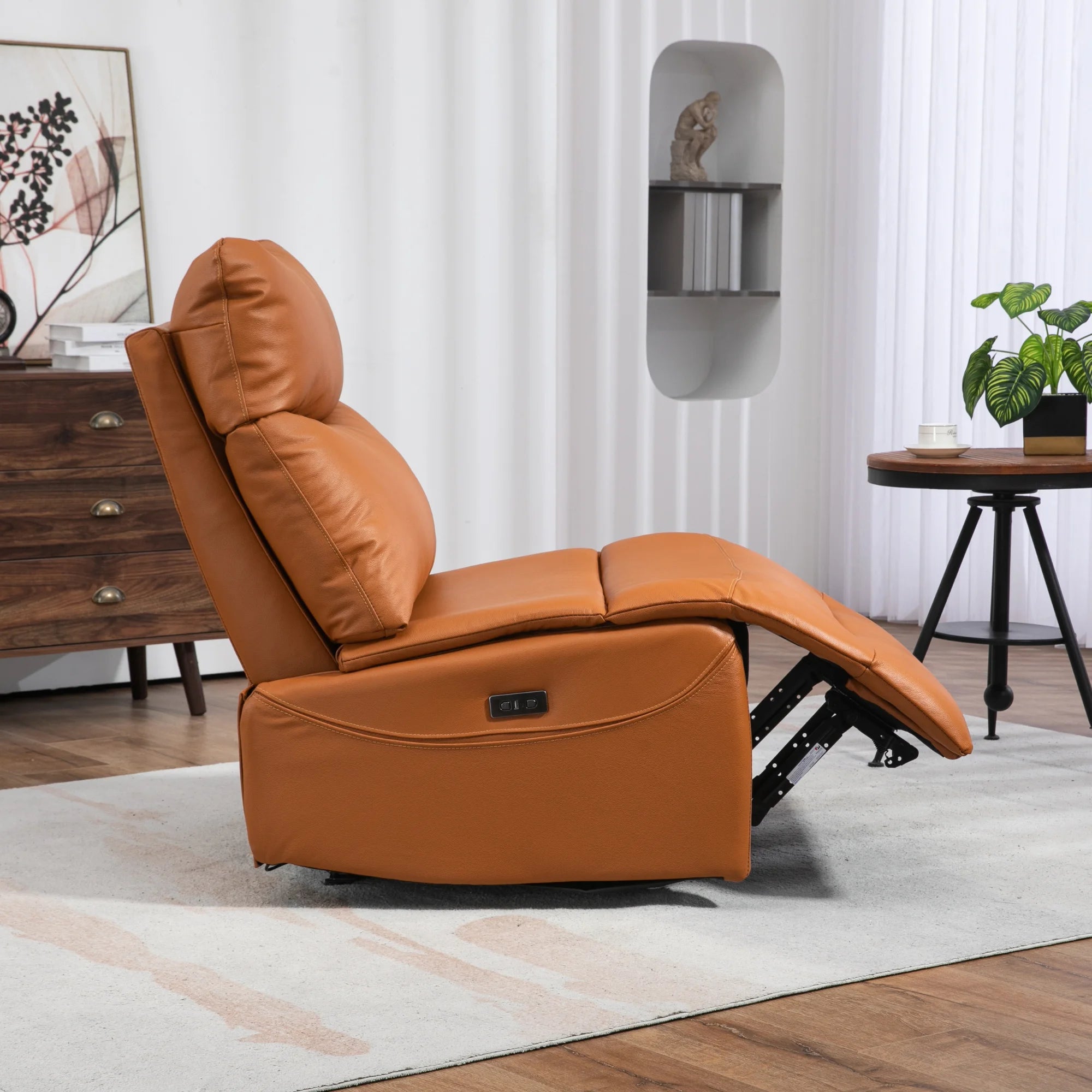 Genuine Leather Power Recliner Extra Wide No Armrests 350 lbs T829544