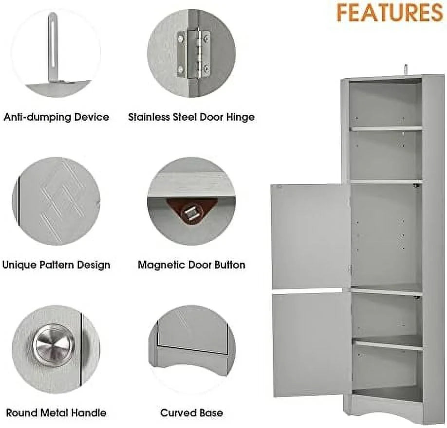 Corner Cabinet with Doors and 2 Adjustable Shelves M2698