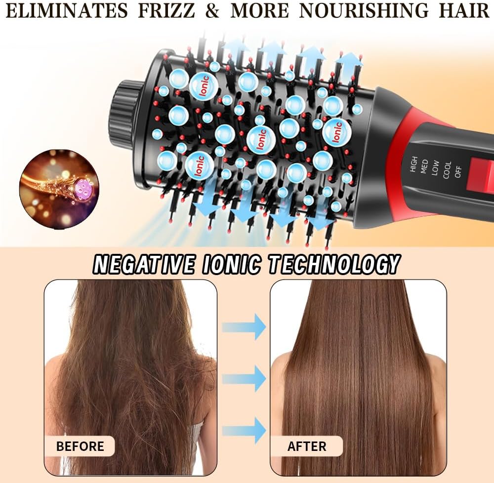 Hair Dryer Brush, 4-in-1 Hot Air Styler with Negative Ion Ceramic Titanium Barrel P149
