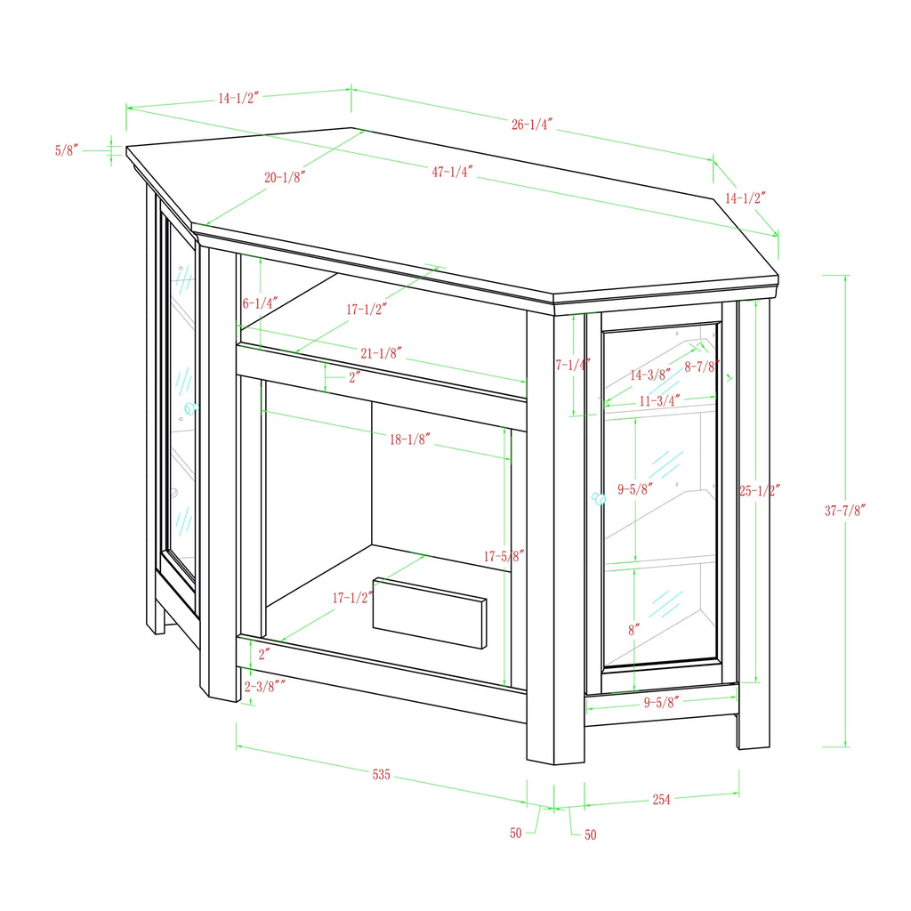 Black Corner Fireplace TV Stand for TVs Up to 50" G195006