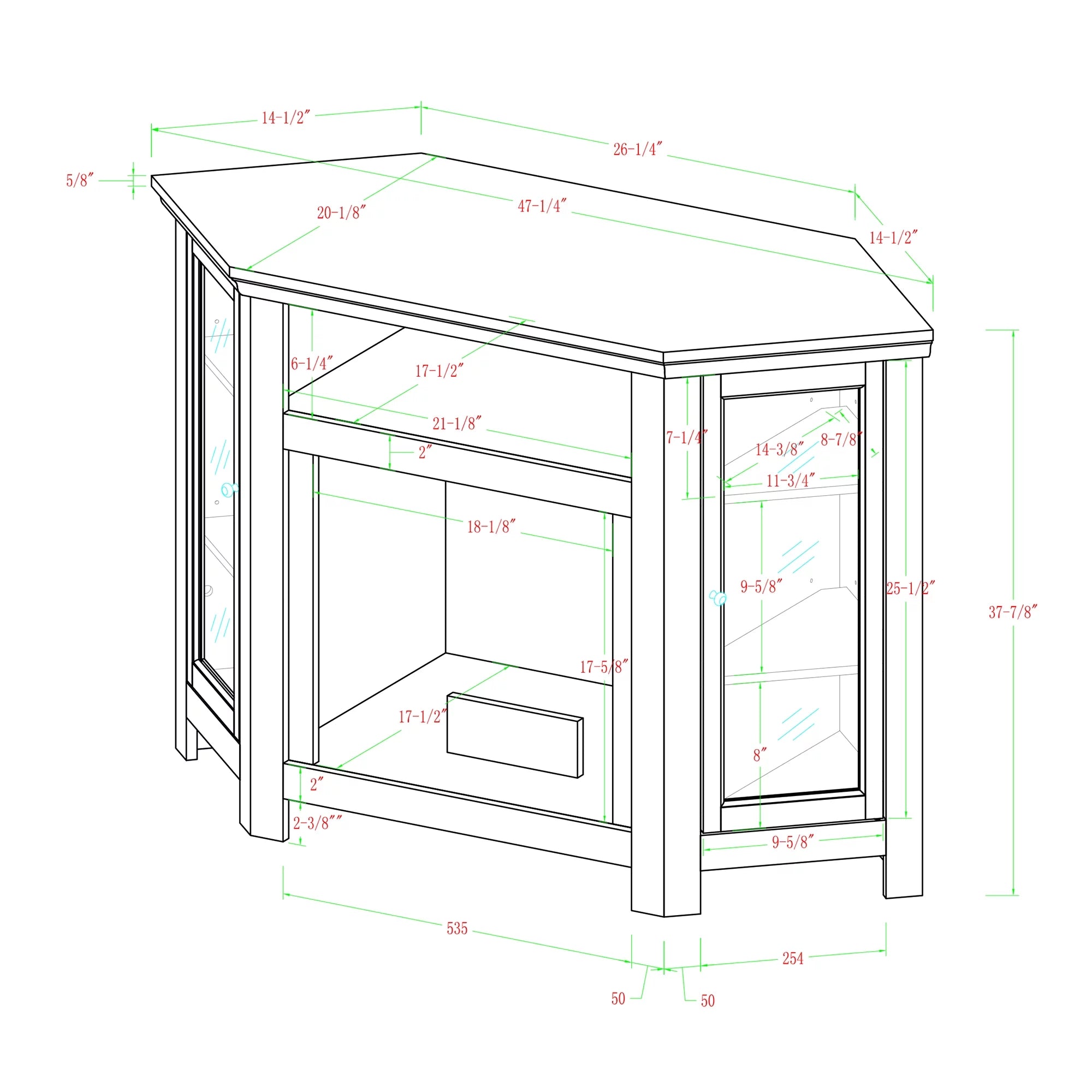 Black Corner Fireplace TV Stand for TVs Up to 50" G195006