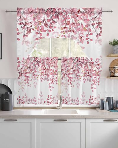 Turquoise Blue Eucalyptus Leaves Valance for Windows, 42x12 Inches F6546