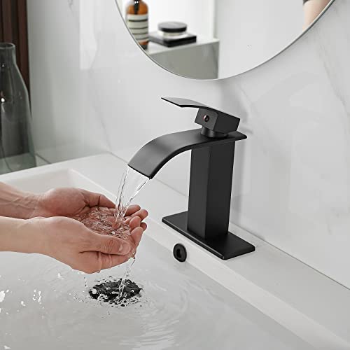 Modern Oil Rubbed Bronze Waterfall Bathroom Faucet with Pop Up Drain T38469