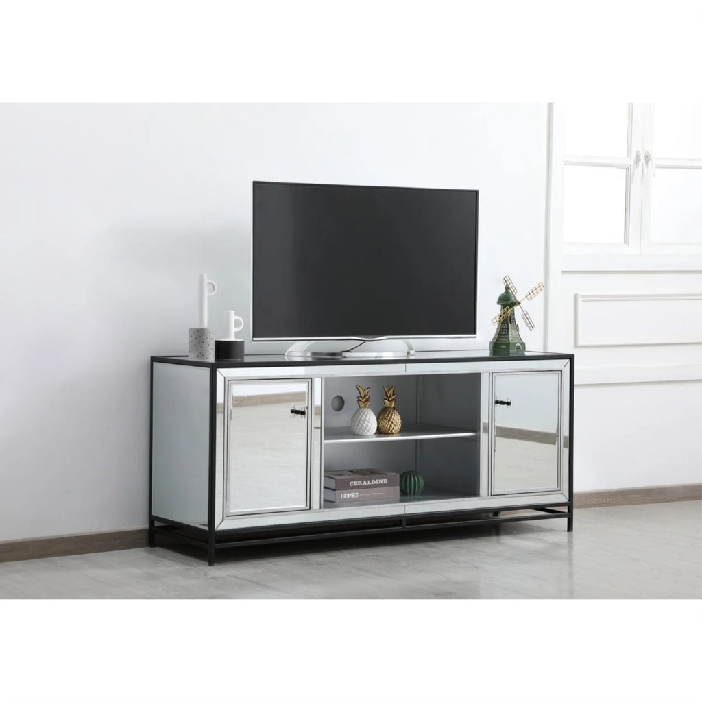 Mirrored TV Stand for TVs up to 55" in Black T40278