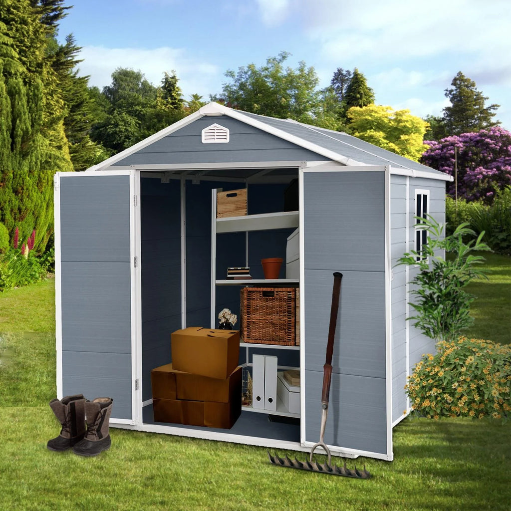 Outdoor Resin Storage Shed with Reinforced Floor and Lockable Door G370
