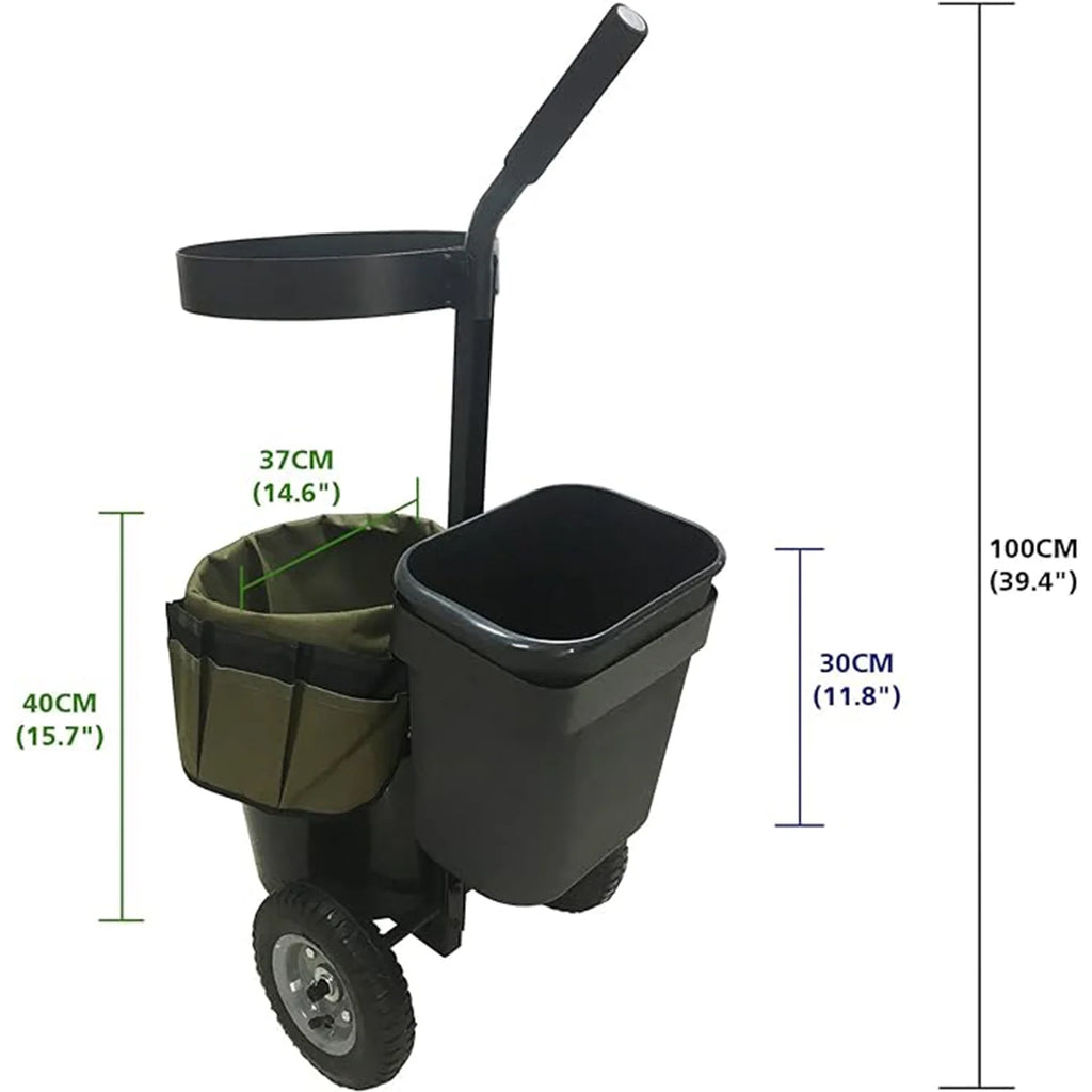 Heavy Duty Rolling Garden Cart with Tool Organizer and Bucket Bag T68987