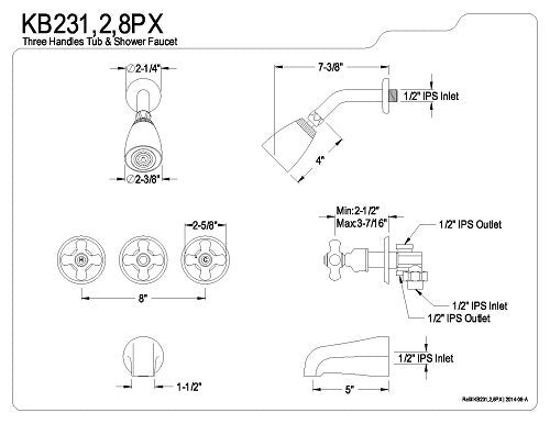 Tub and Shower Faucet with Porcelain Cross Handle, Oil Rubbed Bronze K354366