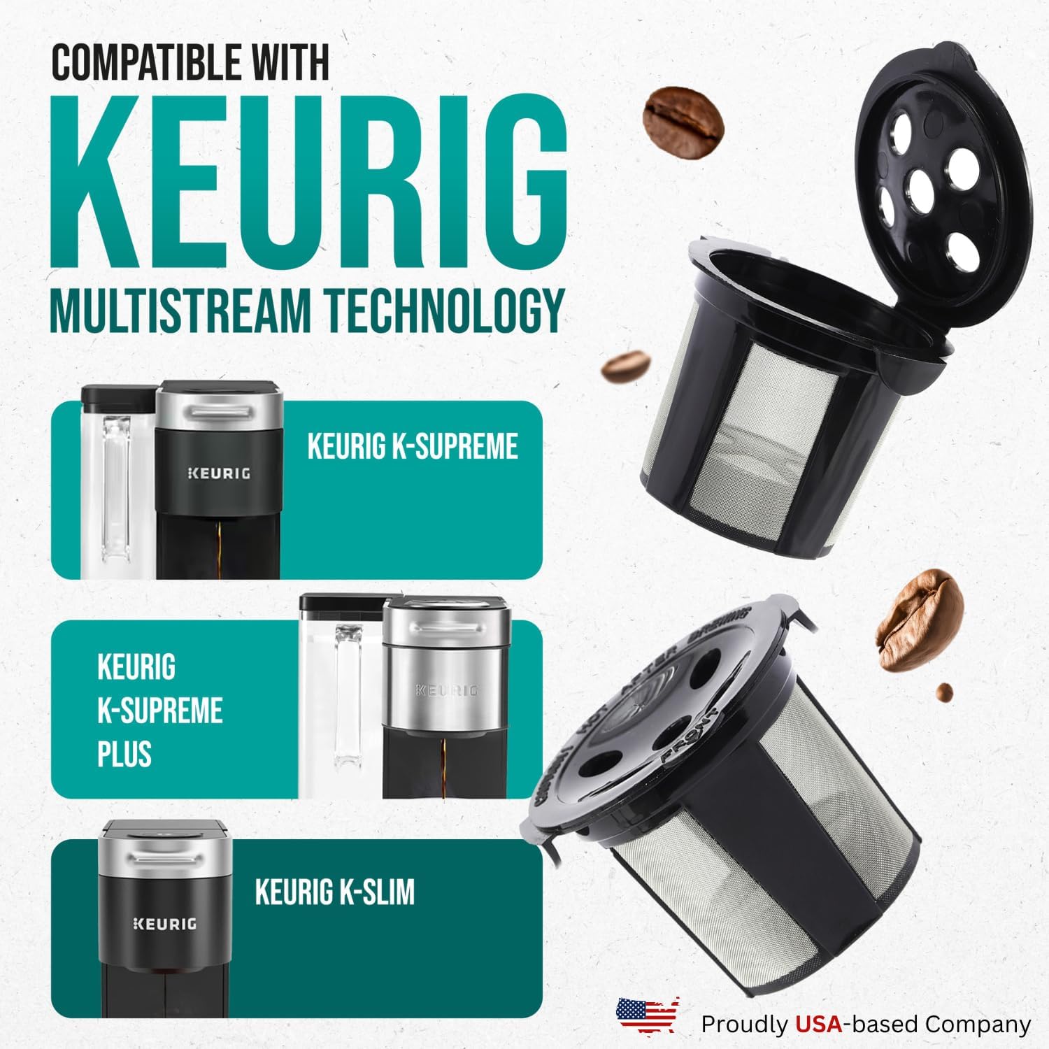 Reusable K Cups for Keurig Supreme Coffee Maker, Refillable Filter, 4 Pack G156323