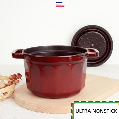 Enameled Cast Iron Dutch Oven with Star Knob, Red F181