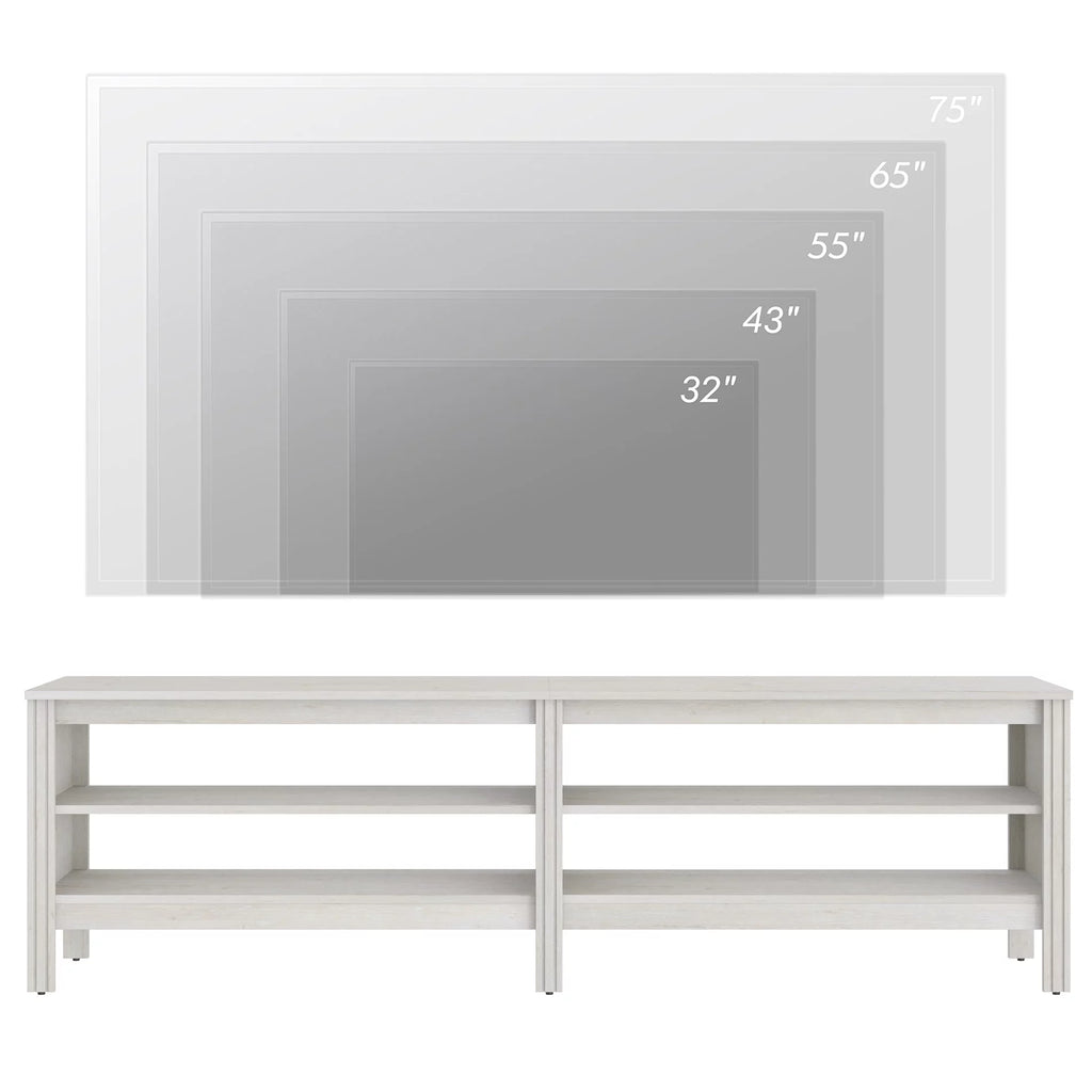 Farmhouse Wood TV Stand for 75 Inch TV with 4 Cubby U886