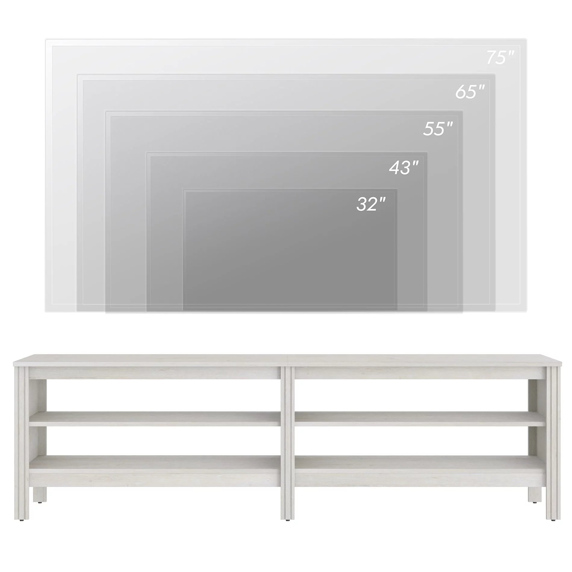 Farmhouse Wood TV Stand for 75 Inch TV with 4 Cubby U886