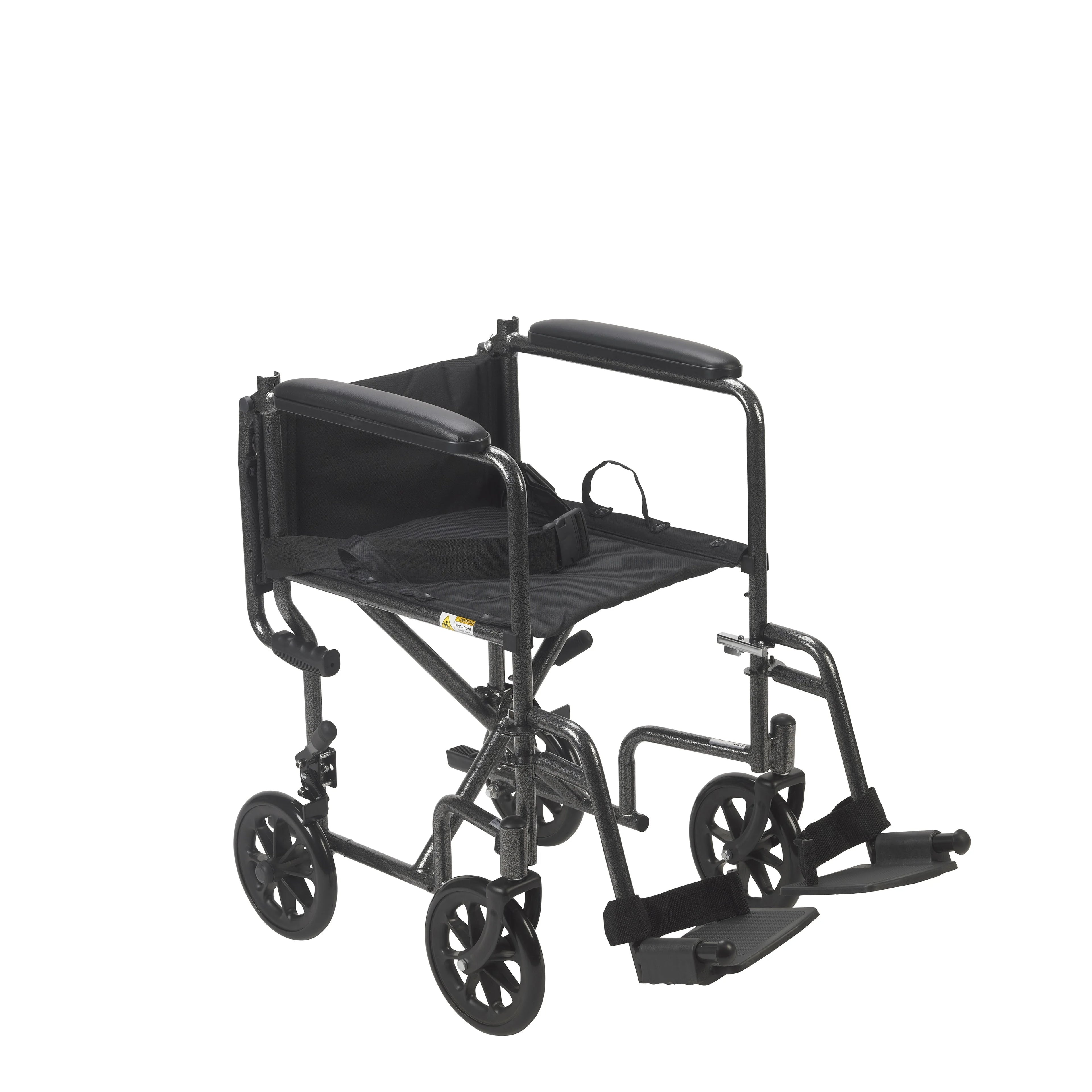 Lightweight Steel Transport Wheelchair, Fixed Full Arms, 19" Seat Q778967