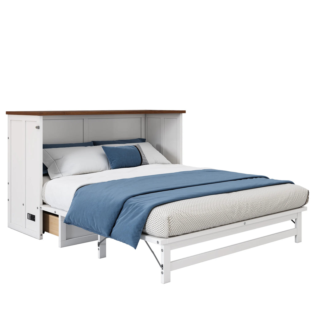 Murphy Bed Queen with Storage Drawer and Charging Station J431562