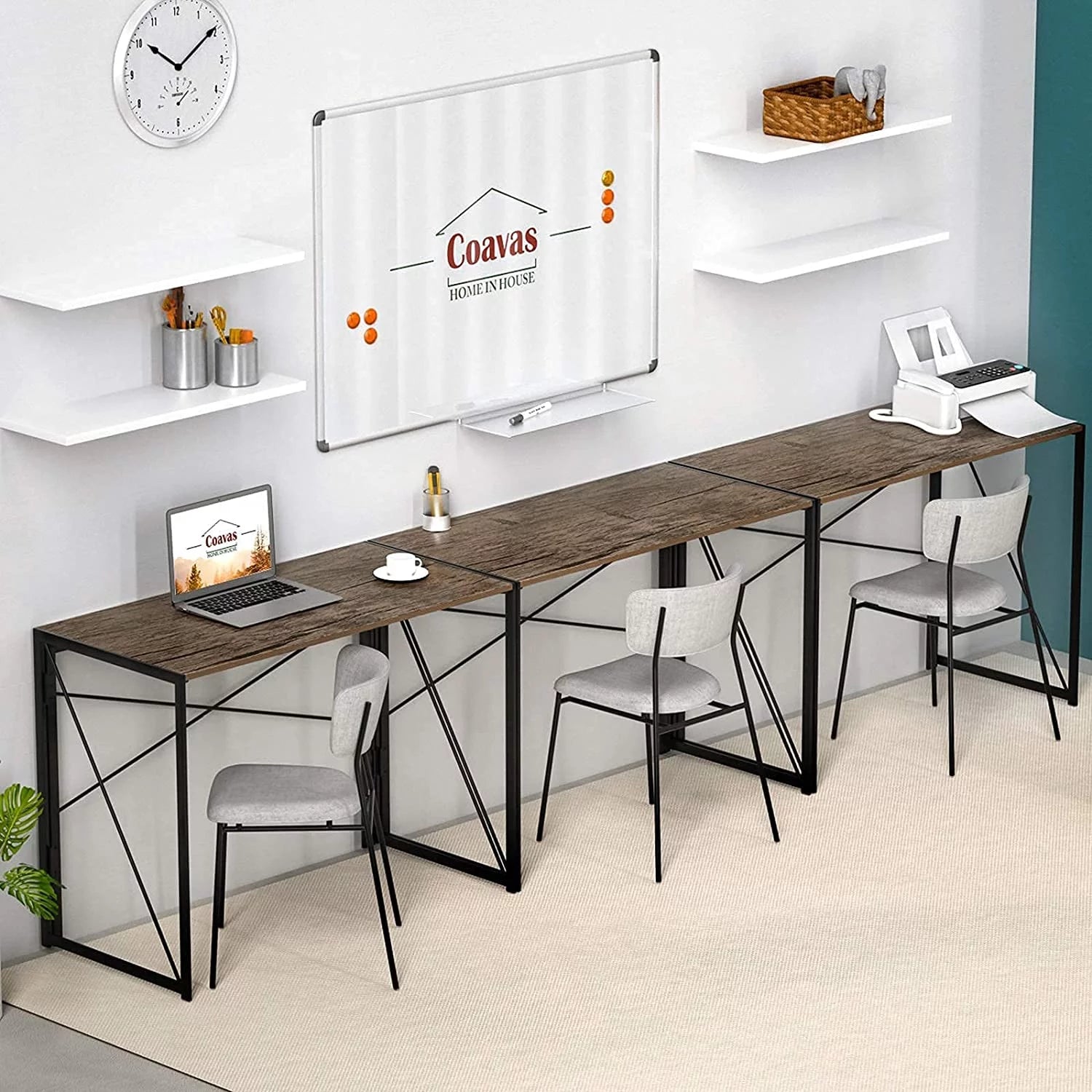 Folding Desk No Assembly Required 39.4 inch Writing Computer Desk Space Saving Foldable Table T174