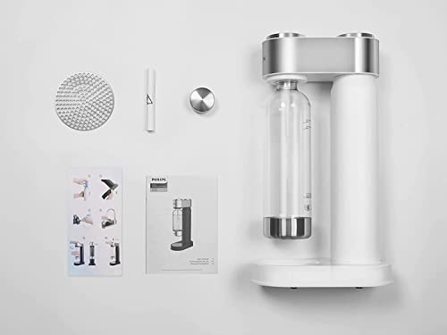 Stainless Sparkling Water Maker Soda Machine for Home with BPA Free 1L Bottle, White U394708