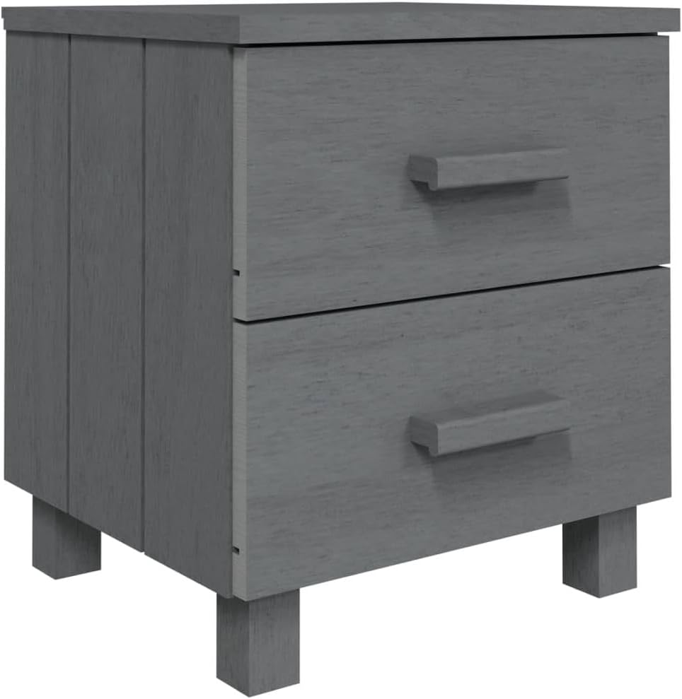 Solid Wood Bedside Cabinets - Dark Gray, 2-Piece Set N538915