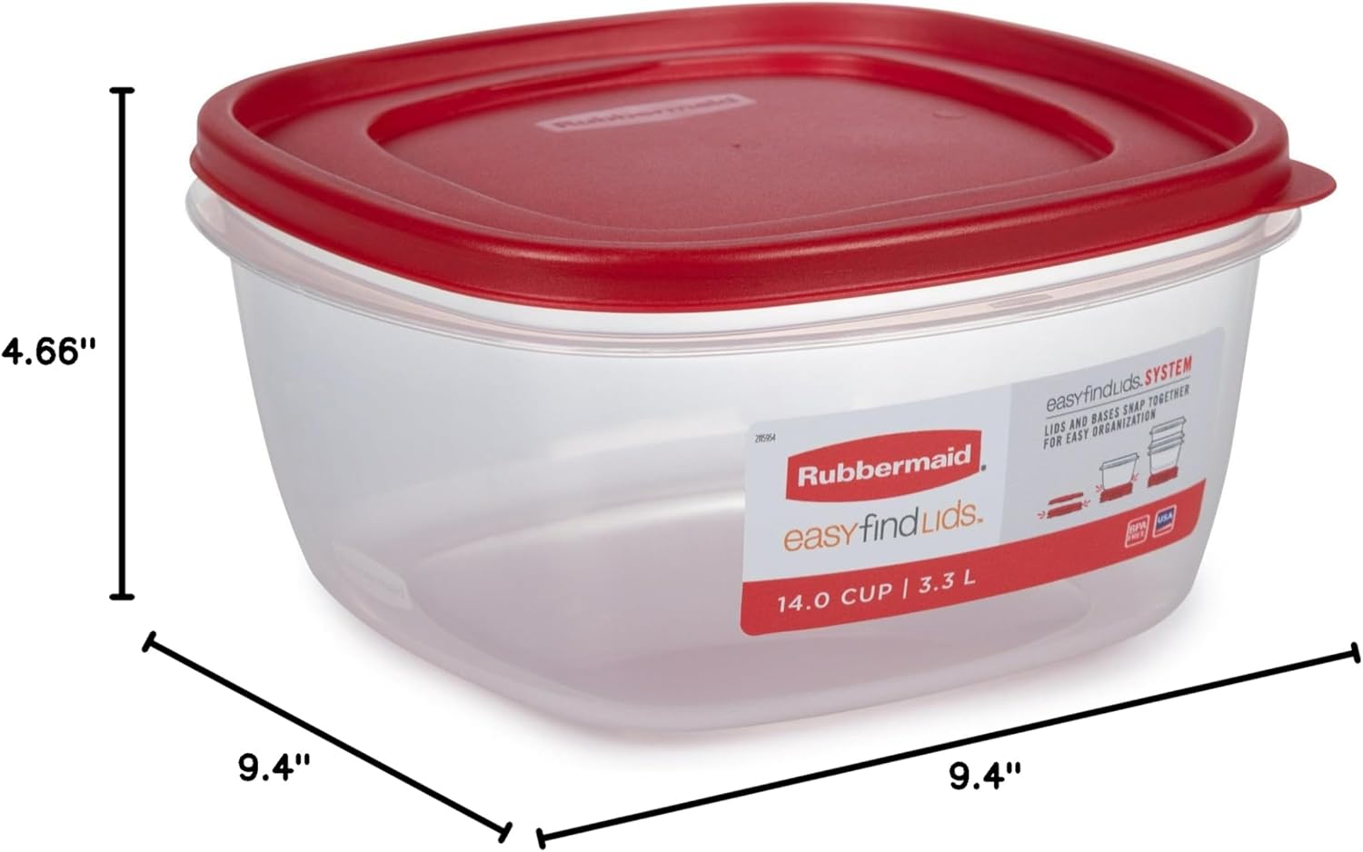 Food Storage Container, 14 Cup, Red 2 Pack D43229