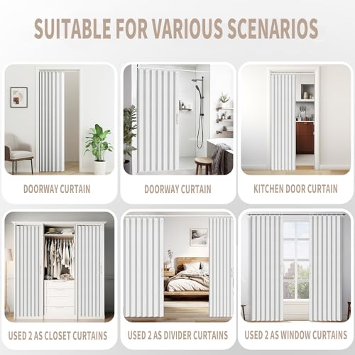 Accordion Door Curtain for Doorways, 1 Panel with Tieback, Beige S9835