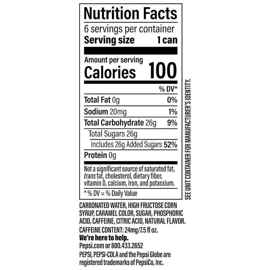 Cola Soda Pop, 7.5oz Mini Cans (6 Pack) G697