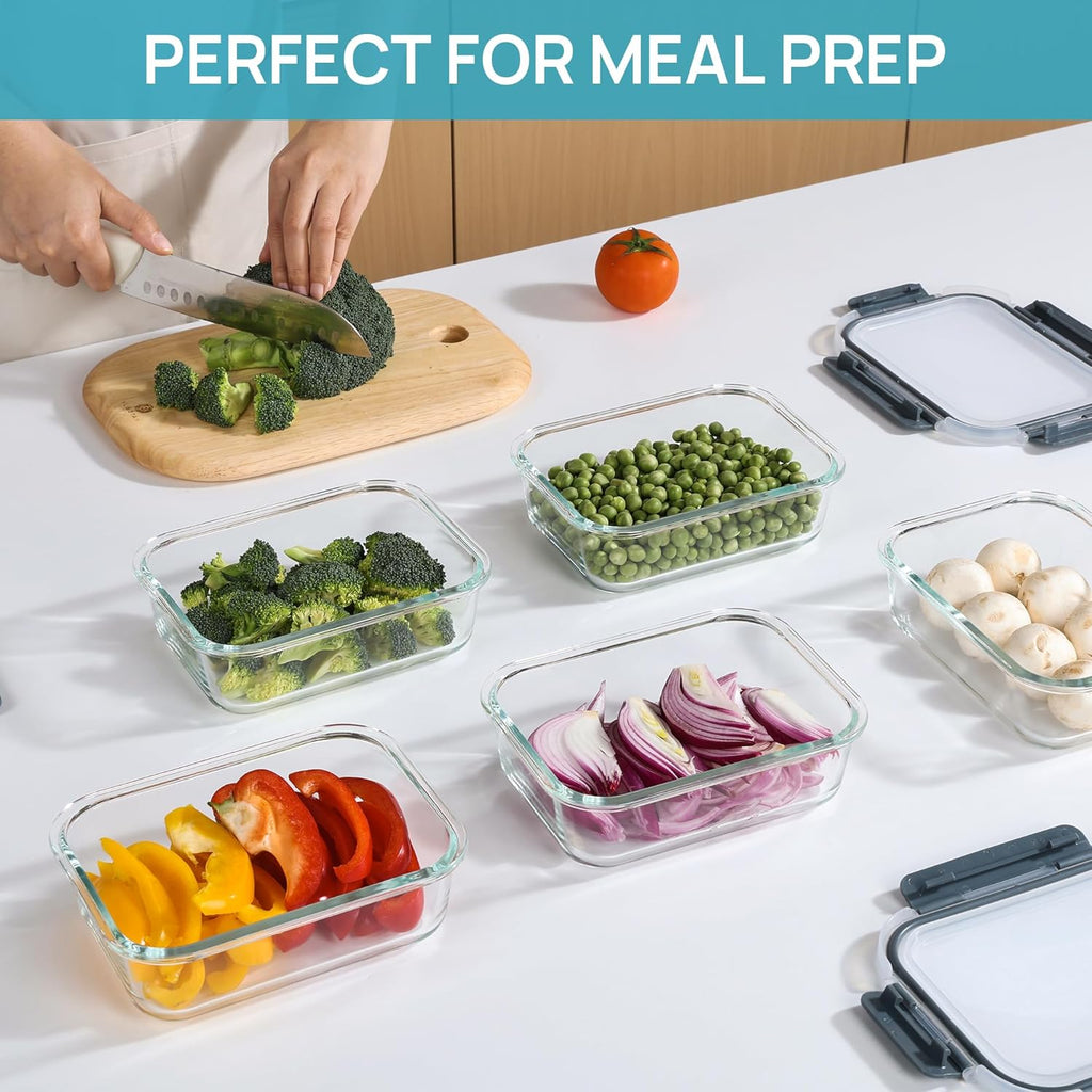 Glass Food Storage Containers with Airtight Lids, Meal Prep Bento Boxes U903999
