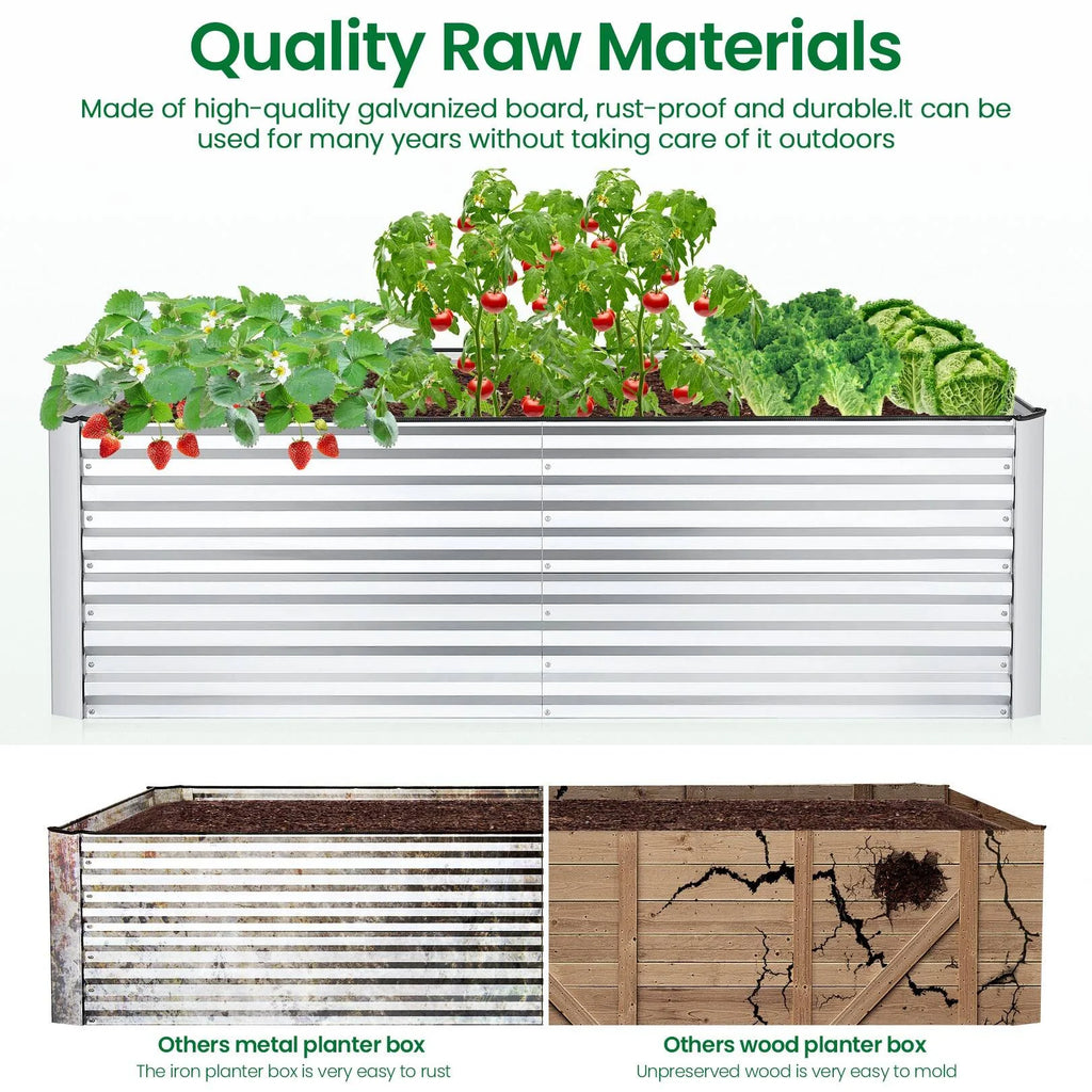 Galvanized Raised Garden Beds 6ft x 3ft x 2ft Metal Planter Box X565