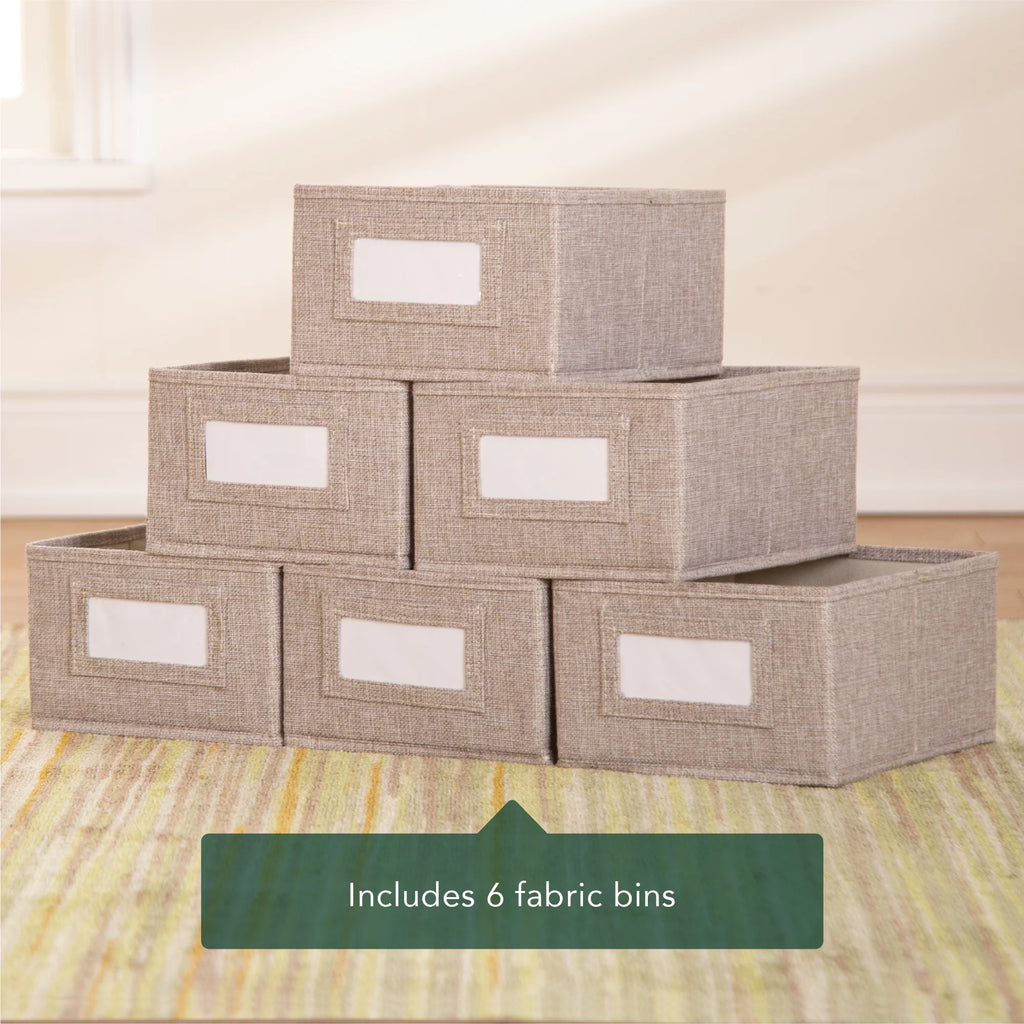 Book and Bin Browser with 6 Fabric Storage Bins I659