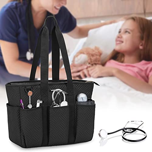 Nurse Tote Bag for Work, Clinical Bag for Nursing Students and Home Health Care Staff, Black S1180