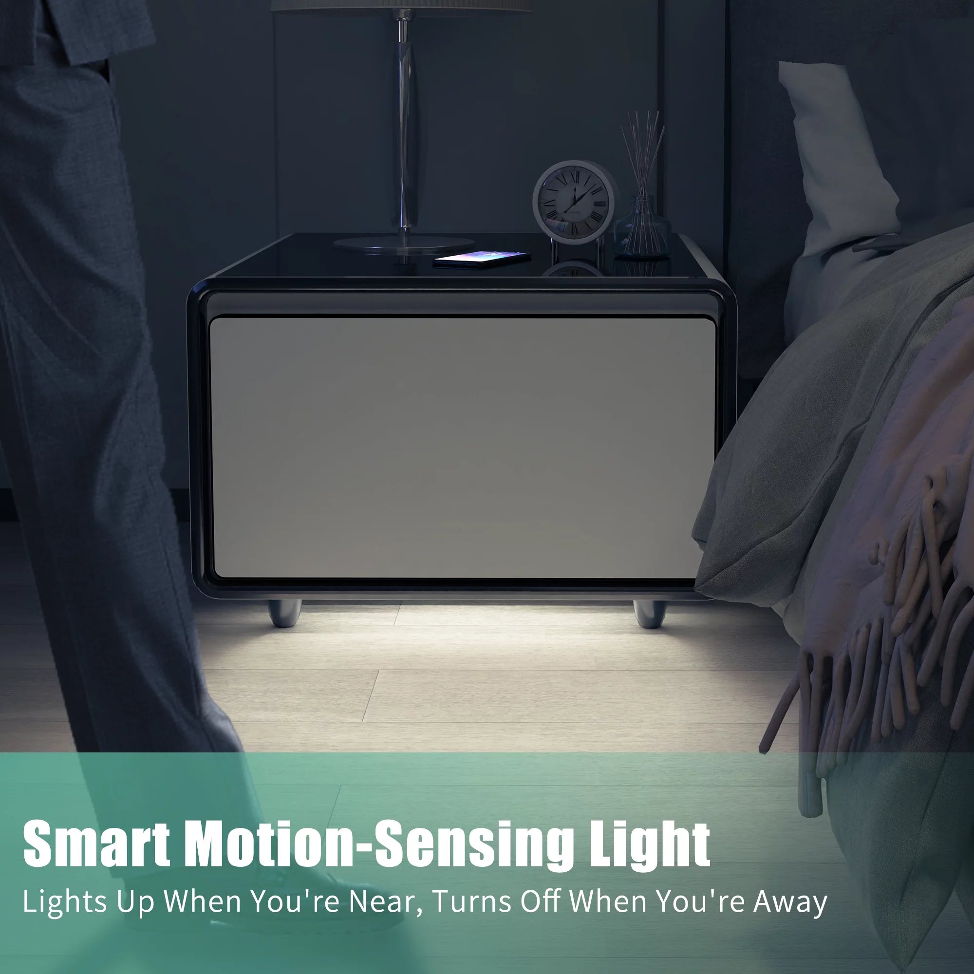Smart Side Table with Built-in Fridge and Charging Station P6240