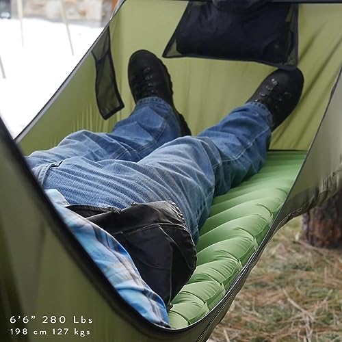 Lay Flat Hammock Tent with Mosquito Net, Insulated Pad and Rainfly D732