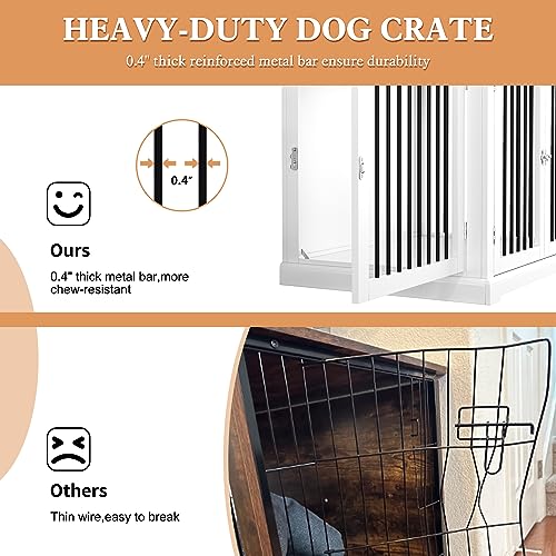 Dog Crate End Table with Cushion for Large Dogs L3702