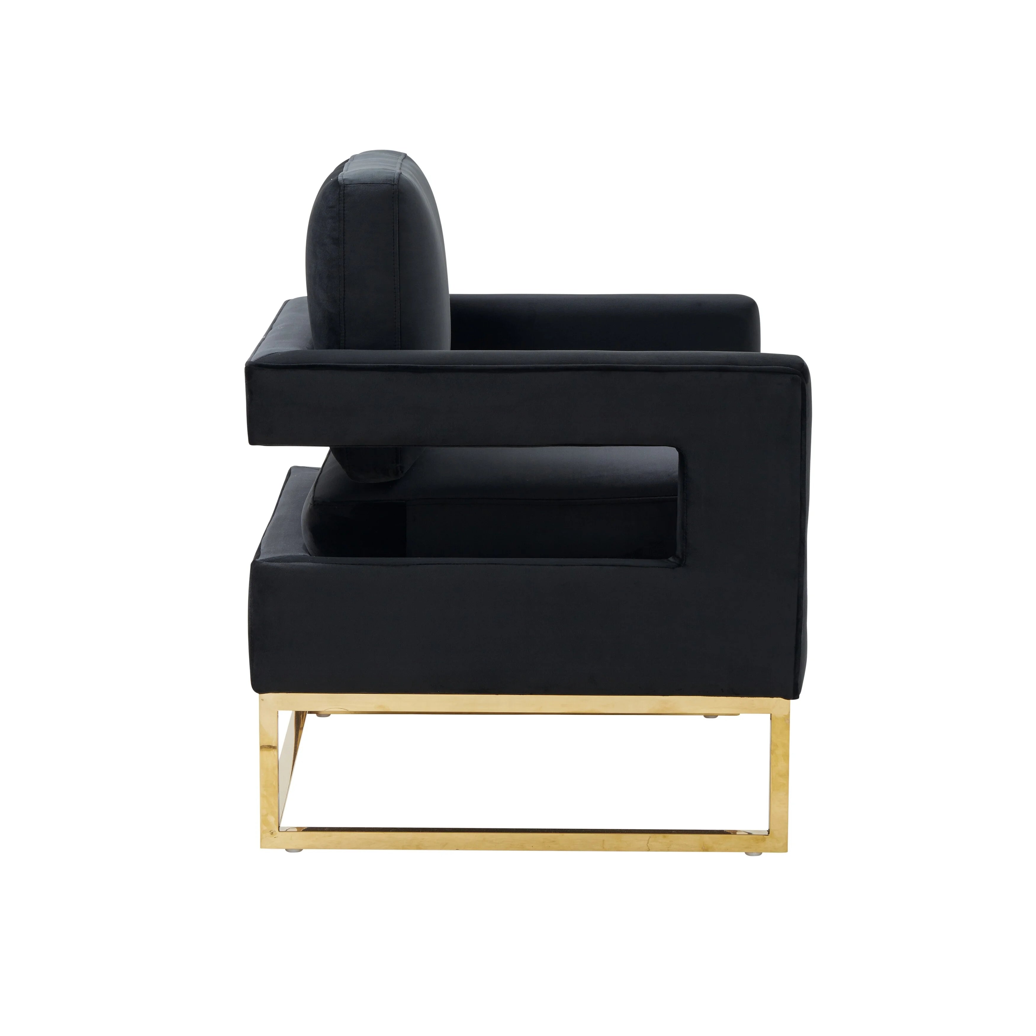 Modern Black Velvet Accent Chair with Gold Trim M228