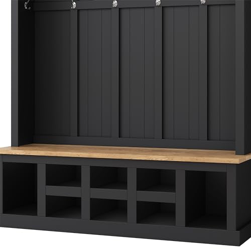 Hall Tree with Coat Rack, Cushion and Shoe Storage Bench P7623