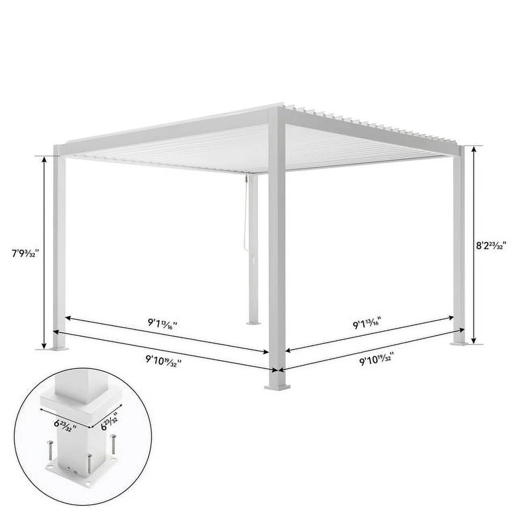 Louvered Pergola 10' x 10' Outdoor Aluminum Gazebo with Adjustable Roof E825130