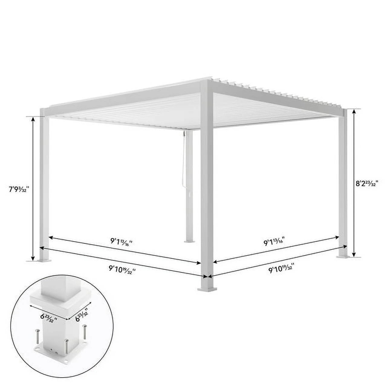 Louvered Pergola 10' x 10' Outdoor Aluminum Gazebo with Adjustable Roof E825130