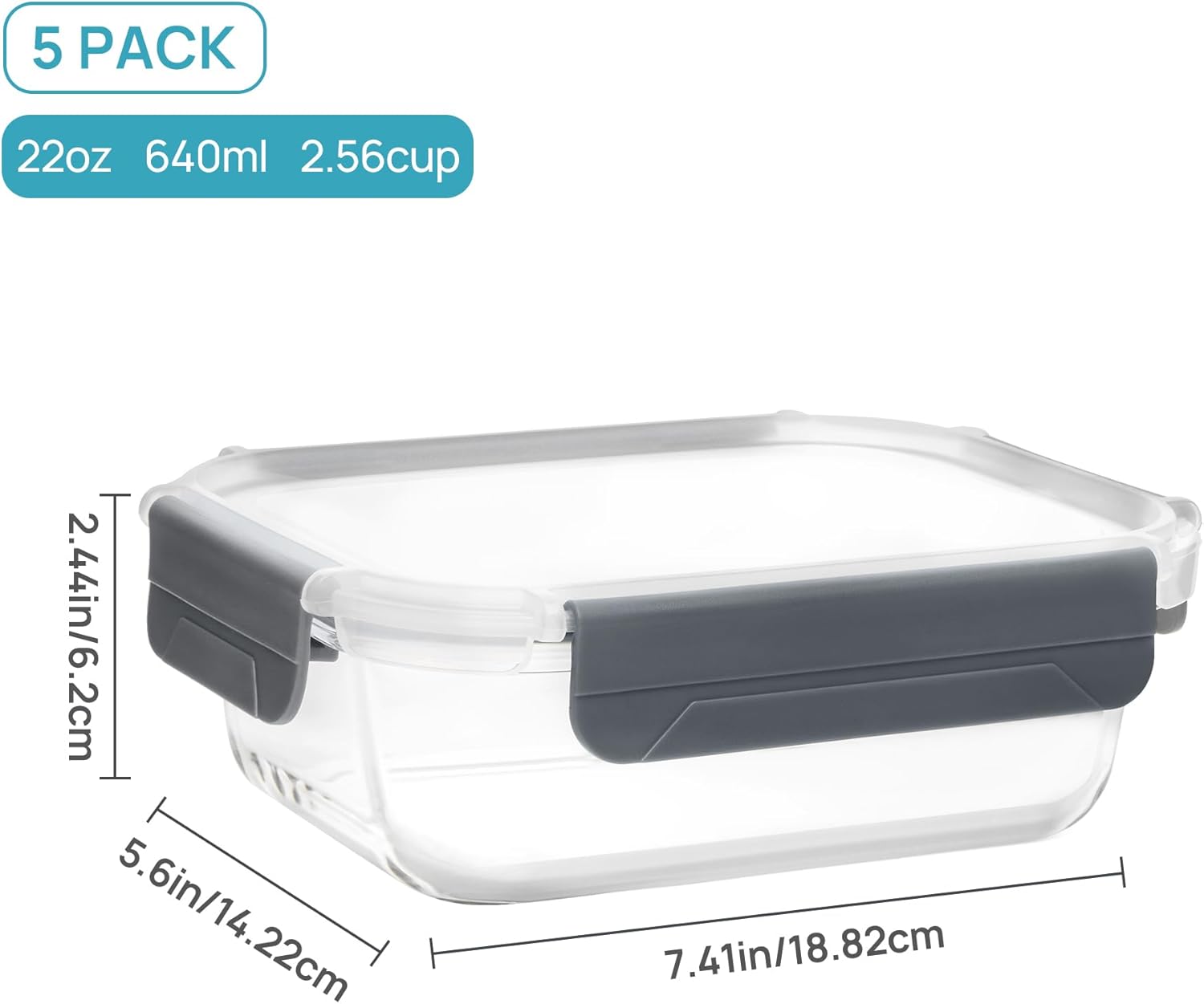 Glass Food Storage Containers with Airtight Lids, Meal Prep Bento Boxes U903999