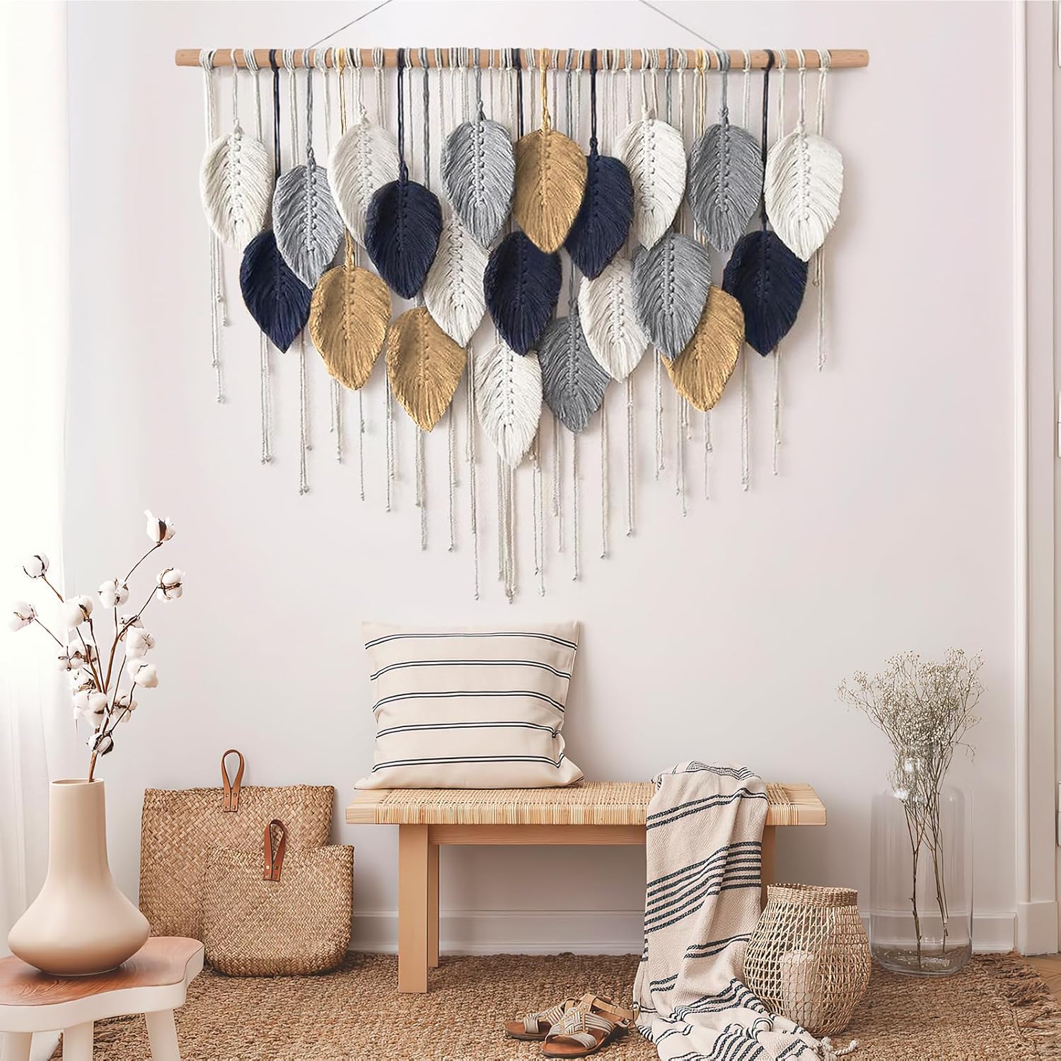 Macrame Wall Hanging, Boho Handmade Woven Tapestry, Wall Art Decor C643