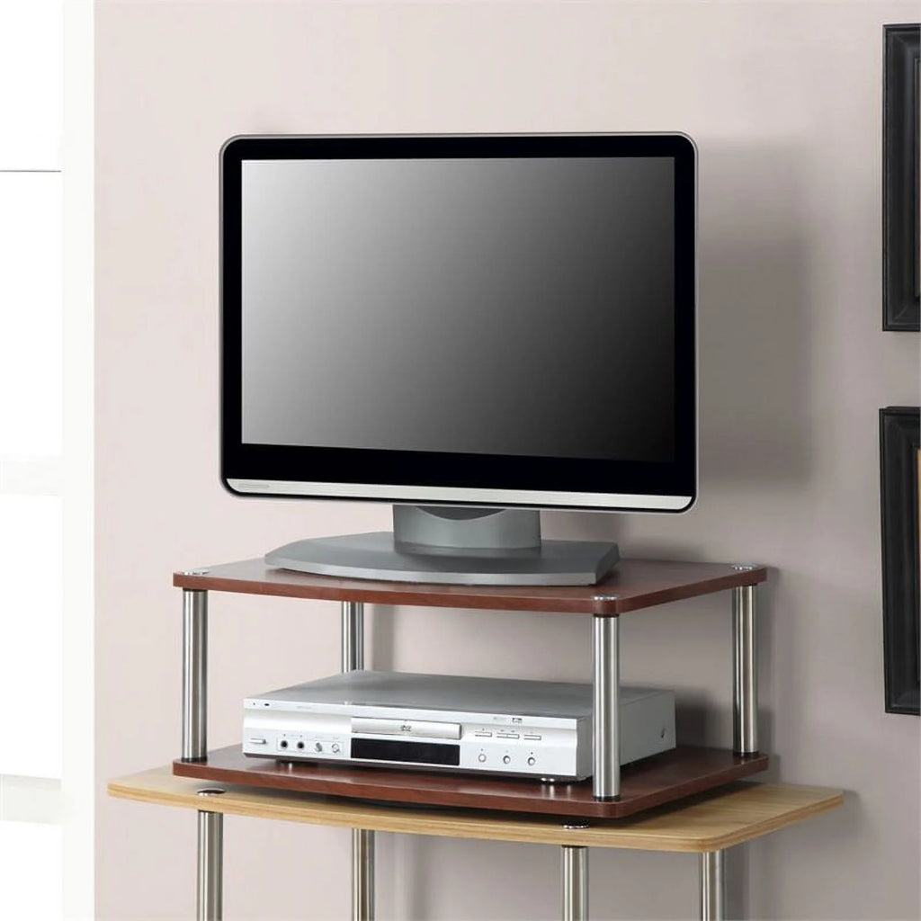 Mid-Century Two Tier TV Stand with Swivel C2656