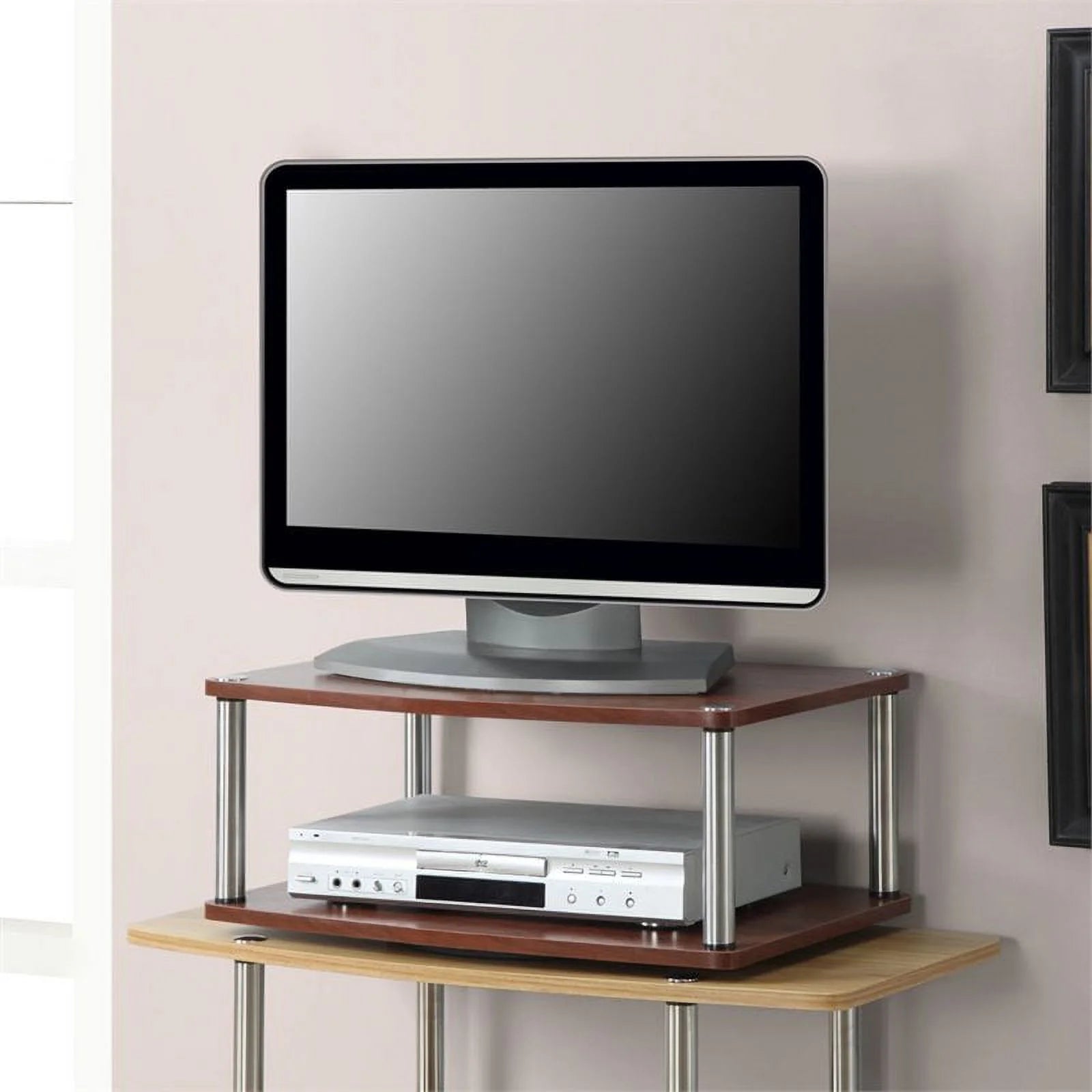 Mid-Century Two Tier TV Stand with Swivel C2656