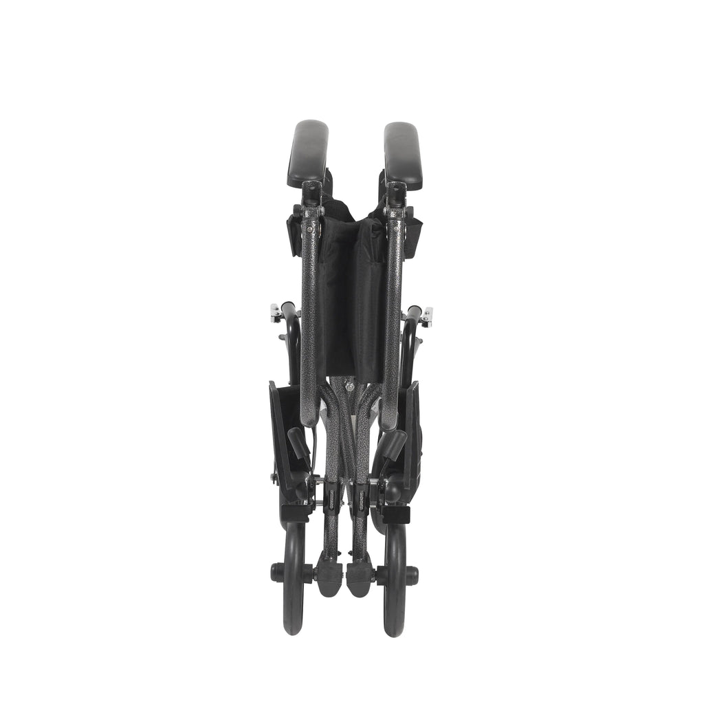 Lightweight Steel Transport Wheelchair, Fixed Full Arms, 19" Seat Q778967