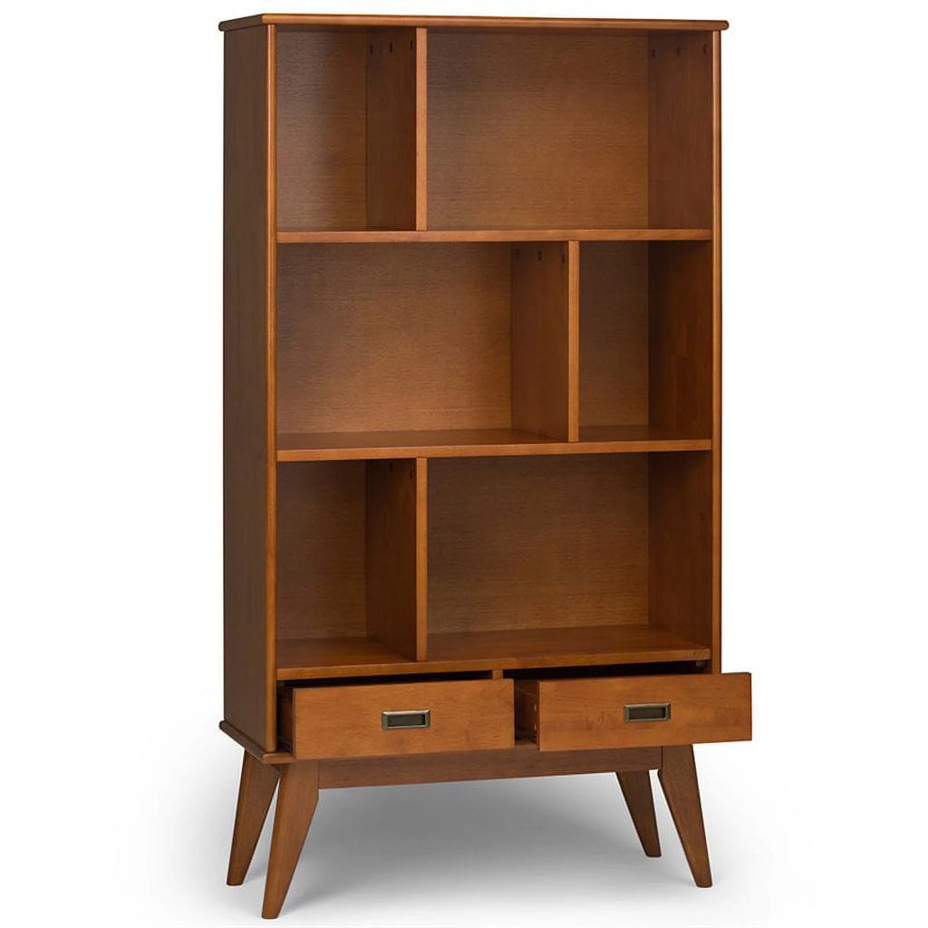 Mid Century Modern Wide Bookcase and Storage Unit in Teak Brown U942