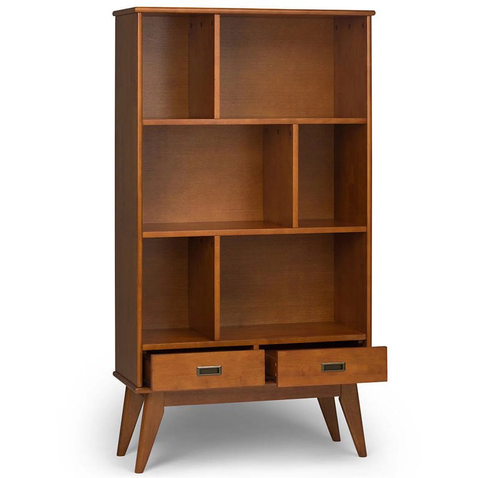 Mid Century Modern Wide Bookcase and Storage Unit in Teak Brown U942