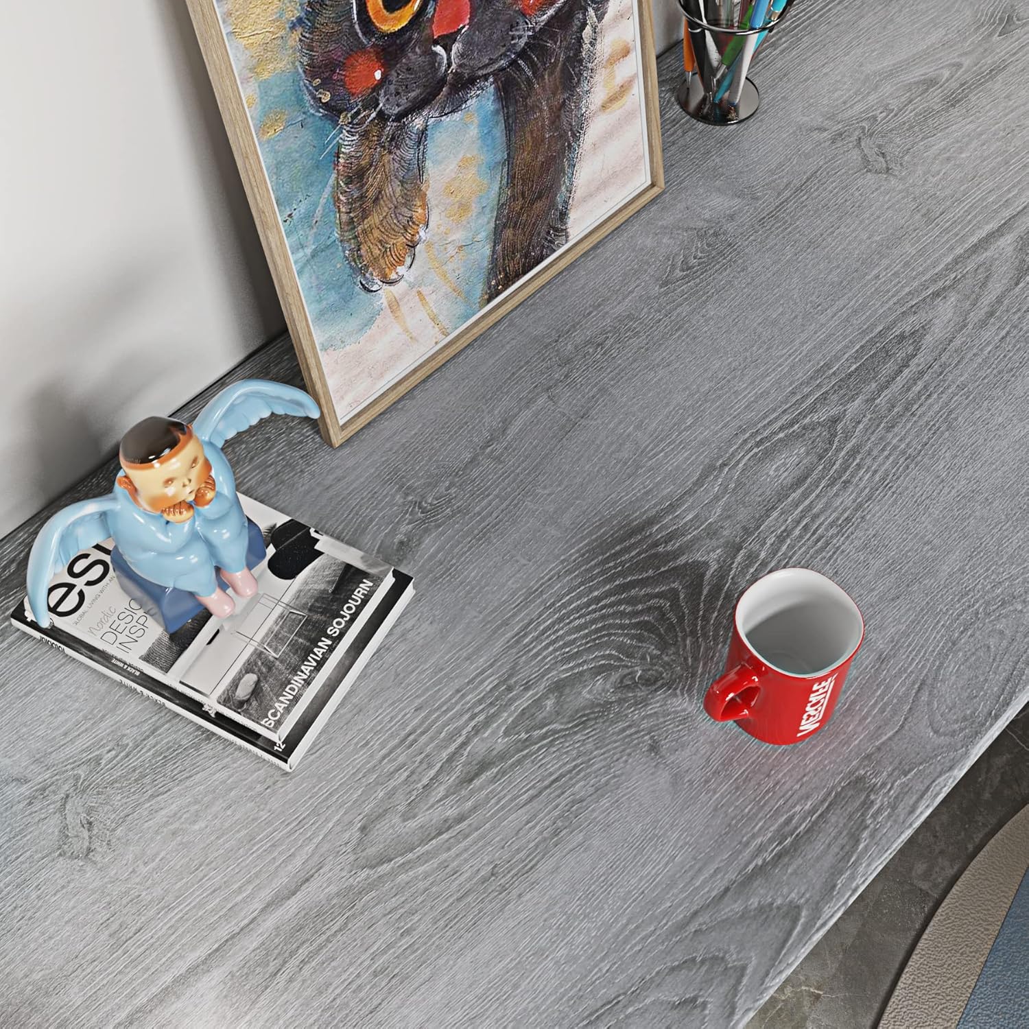 24"x200" Thick Grey Wood Contact Paper for Cabinets Countertops Self Adhesive Removable A9195